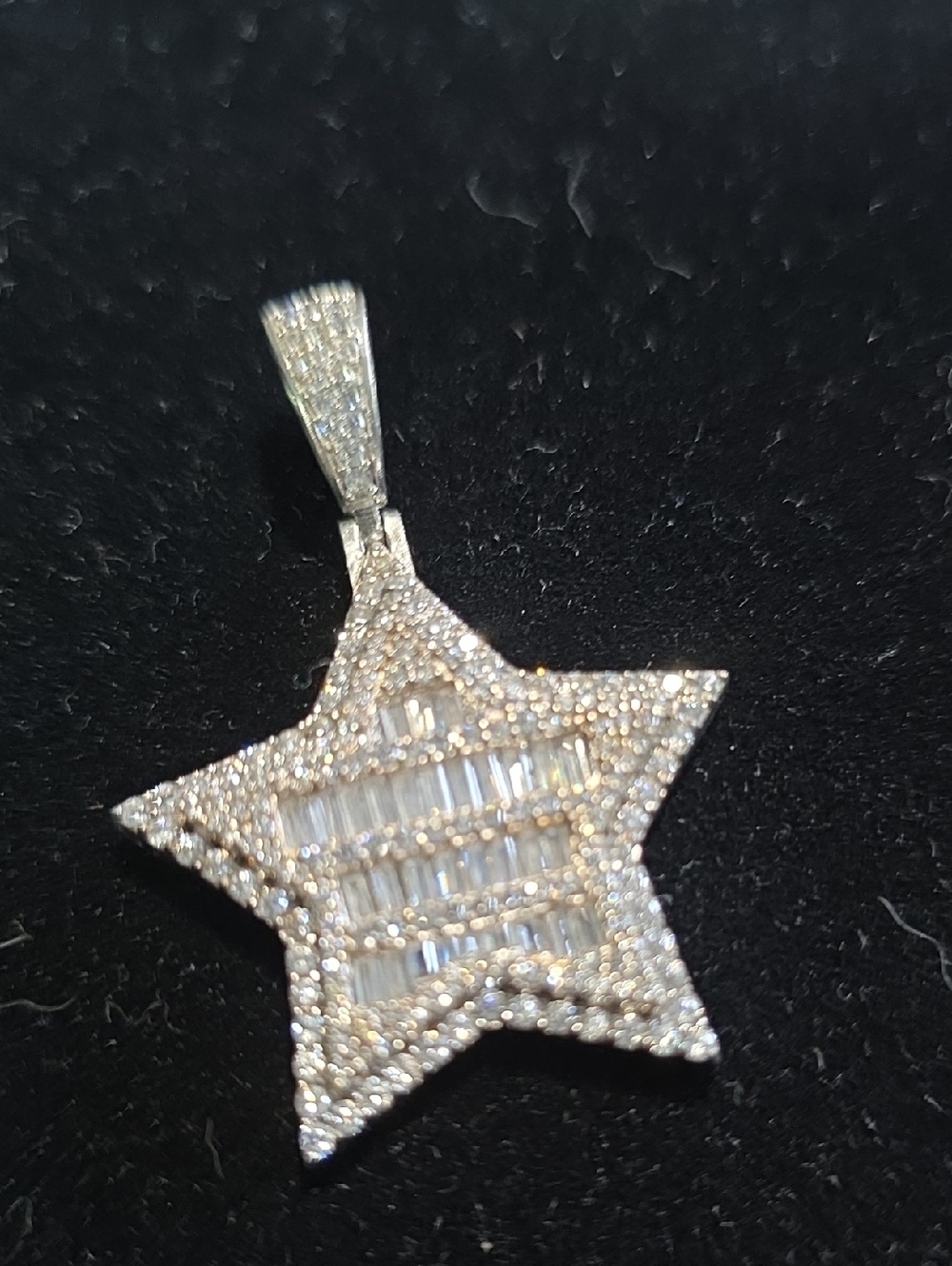 Diamond-Sparkling Star Pendant Sterling Silver Star